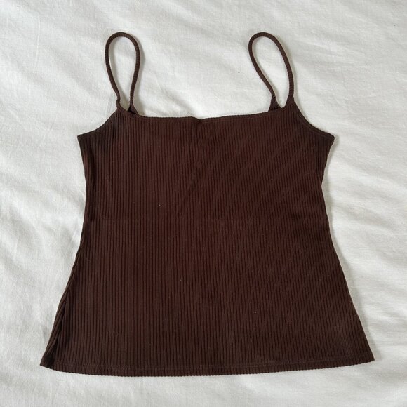 Reformation Women's Medium Brown Ribbed Knit Tank Top - Picture 10 of 11